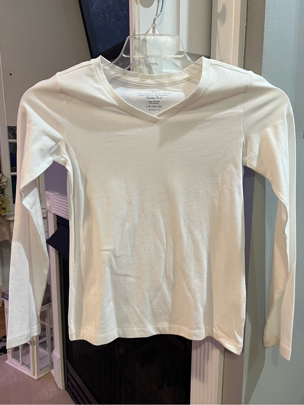 Faded Glory 100% Cotton Long Sleeve V Neck T Shirt Top